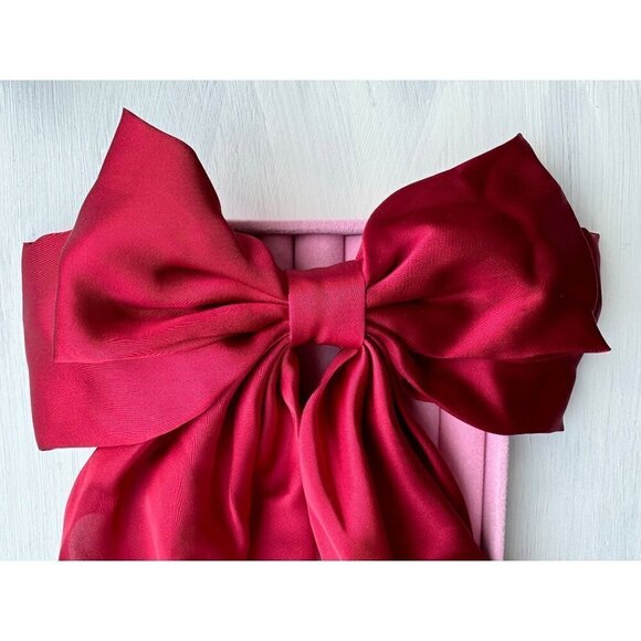 Silk Satin Bowknot Ribbon With Clip Large Double Layered Elegant - Picture 2 of 2